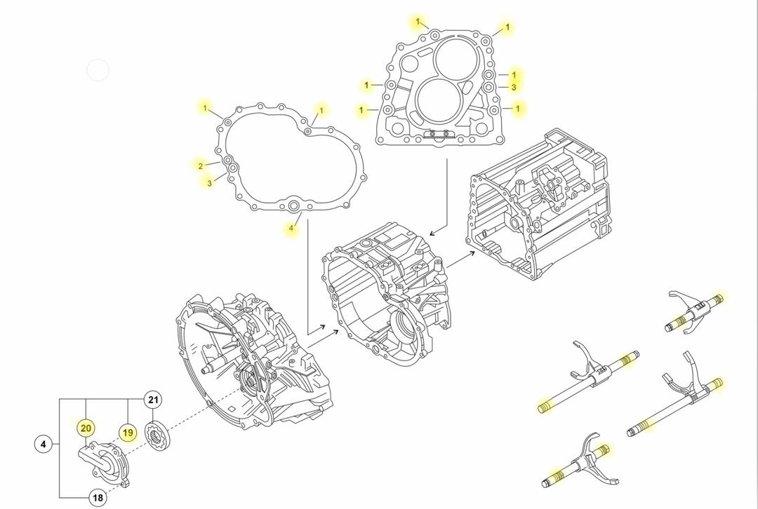 Lamborghini E-Gear ISR Gearbox Case sealing kit 470398008H