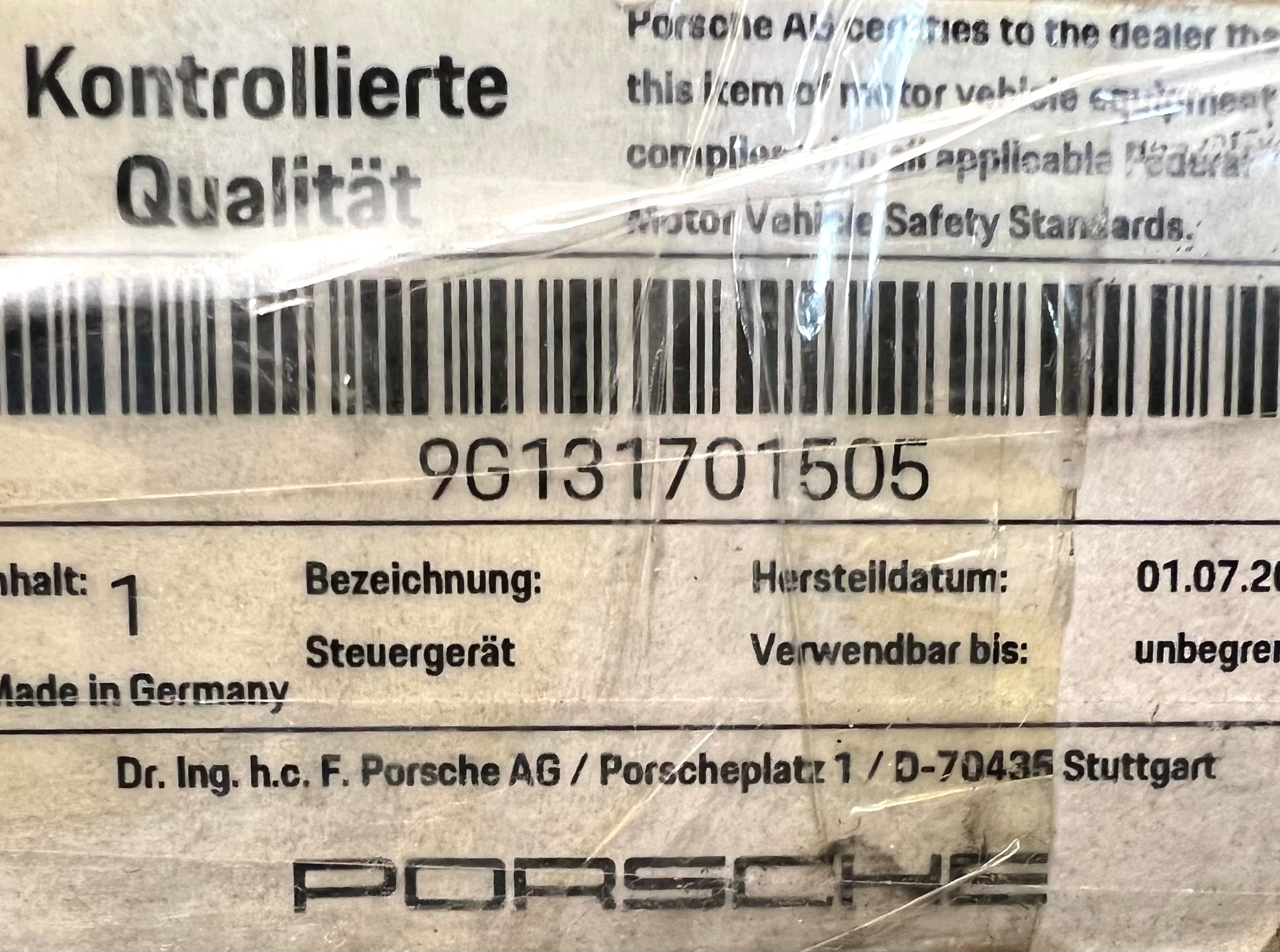 Porsche PDK transmission valve body 9G131701505